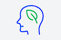 Afbeelding hoofd en groen blad